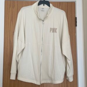 Victorias Secret PINK XXl zip sweatshirt. Comes past the hip. Color is cream.